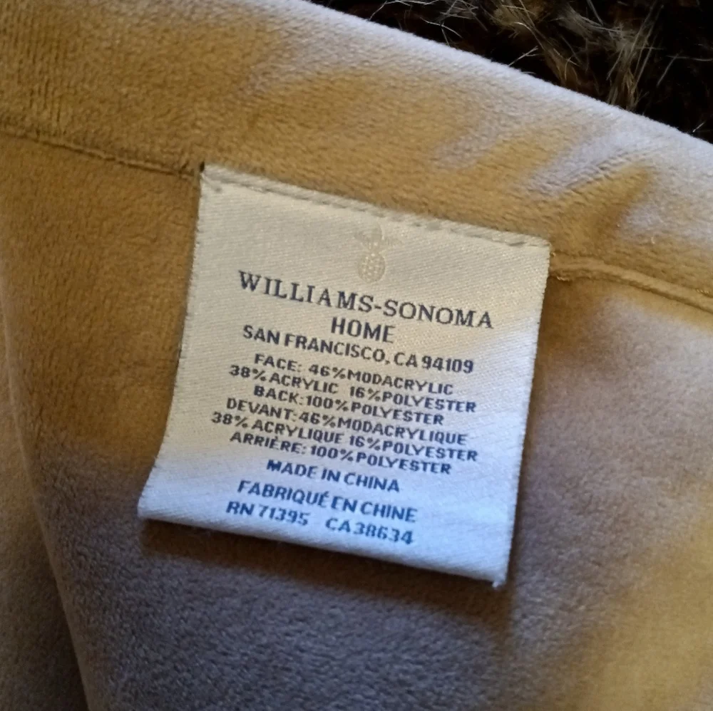 Williams-Sonoma Home Brown Owl Faux Feather Throw Blanket